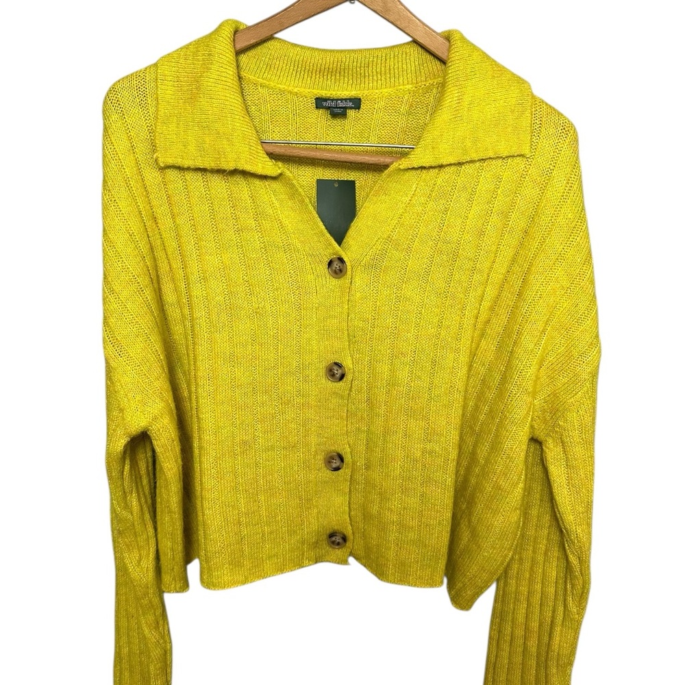 Wild Fable Yellow Button-Up Cardigan Cropped XXL New
